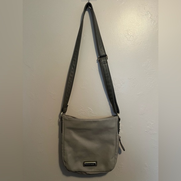 Steve Madden Gray Color Block Crossbody Bag Faux Leather Purse - Picture 9 of 10